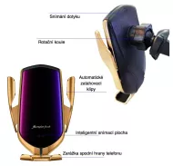 Bezdrôtová nabíjačka a držiak do auta Lux R1 2 v 1 - zlatý - veľký