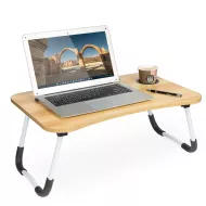 Skladací stôl na laptop k posteli so stojanom - imitácia dreva