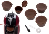 Sada 5 opätovne použiteľných kapsúl na prípravu kávy a čaju Dolce Gusto - hnedé